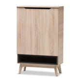Baxton Studio Fella Mid-Century Modern Two-Tone Oak and Grey Wood Shoe Cabinet Baxton Studio--Minimal And Modern - 2