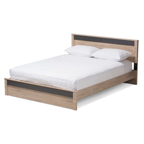 Baxton Studio Jamie Modern and Contemporary Two-Tone Oak and Grey Wood Queen Size Platform Bed Baxton Studio-Queen Bed-Minimal And Modern - 2