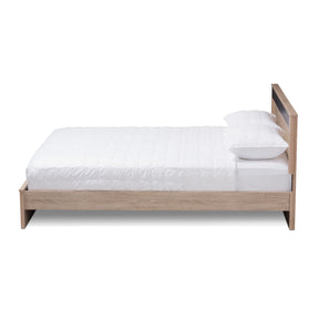 Baxton Studio Jamie Modern and Contemporary Two-Tone Oak and Grey Wood Queen Size Platform Bed Baxton Studio-Queen Bed-Minimal And Modern - 3
