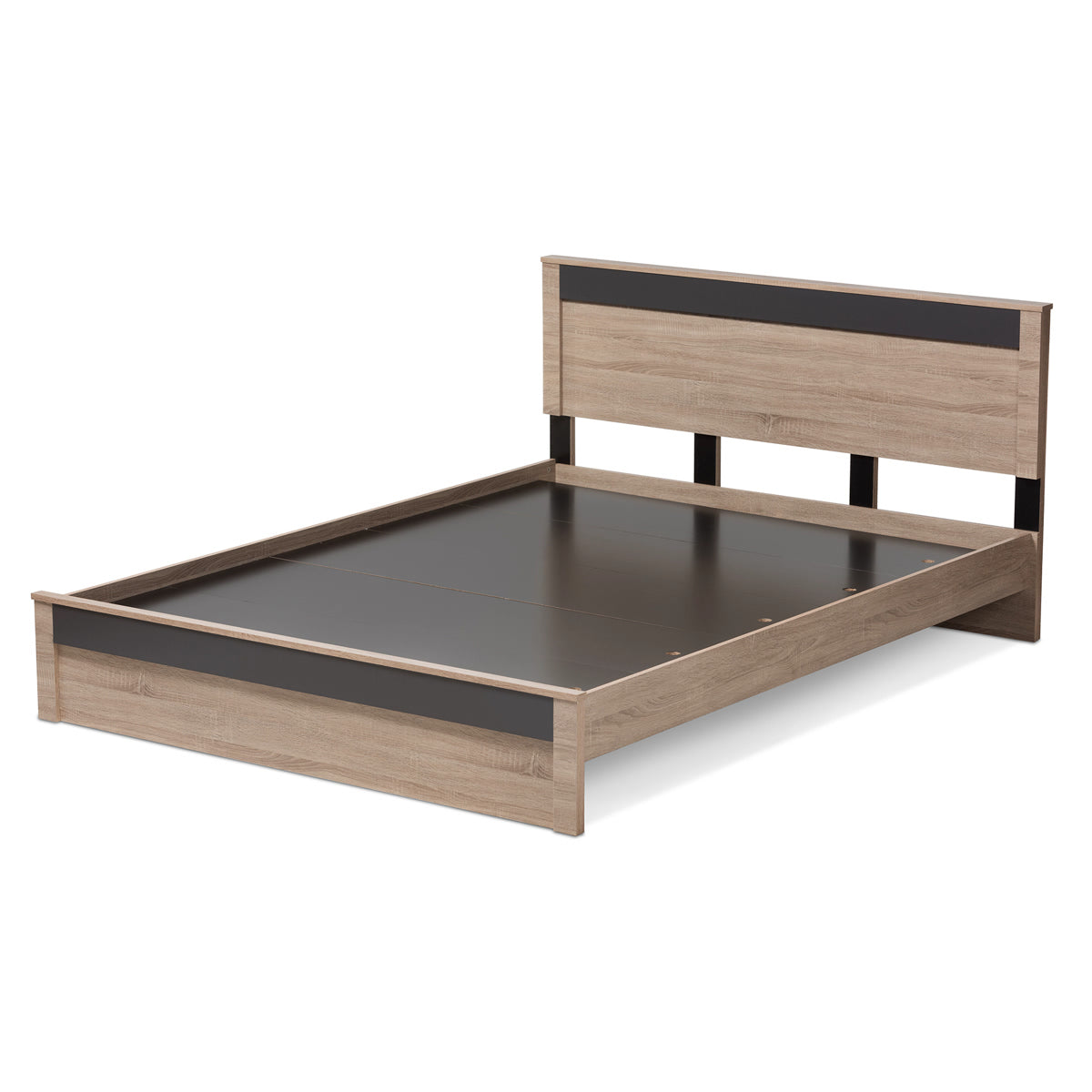 Baxton Studio Jamie Modern and Contemporary Two-Tone Oak and Grey Wood Queen Size Platform Bed Baxton Studio-Queen Bed-Minimal And Modern - 4