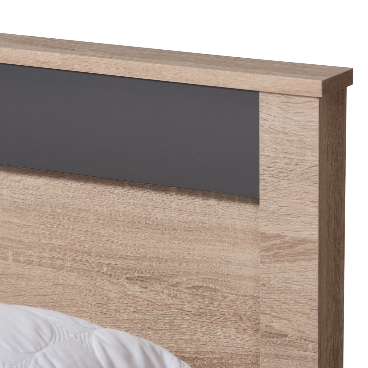 Baxton Studio Jamie Modern and Contemporary Two-Tone Oak and Grey Wood Queen 2-Drawer Queen Size Storage Platform Bed Baxton Studio-Queen Bed-Minimal And Modern - 7
