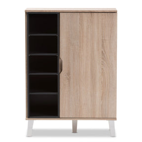 Baxton Studio Adelina Mid-Century Modern 1-door Oak and Grey Wood Shoe Cabinet Baxton Studio--Minimal And Modern - 4