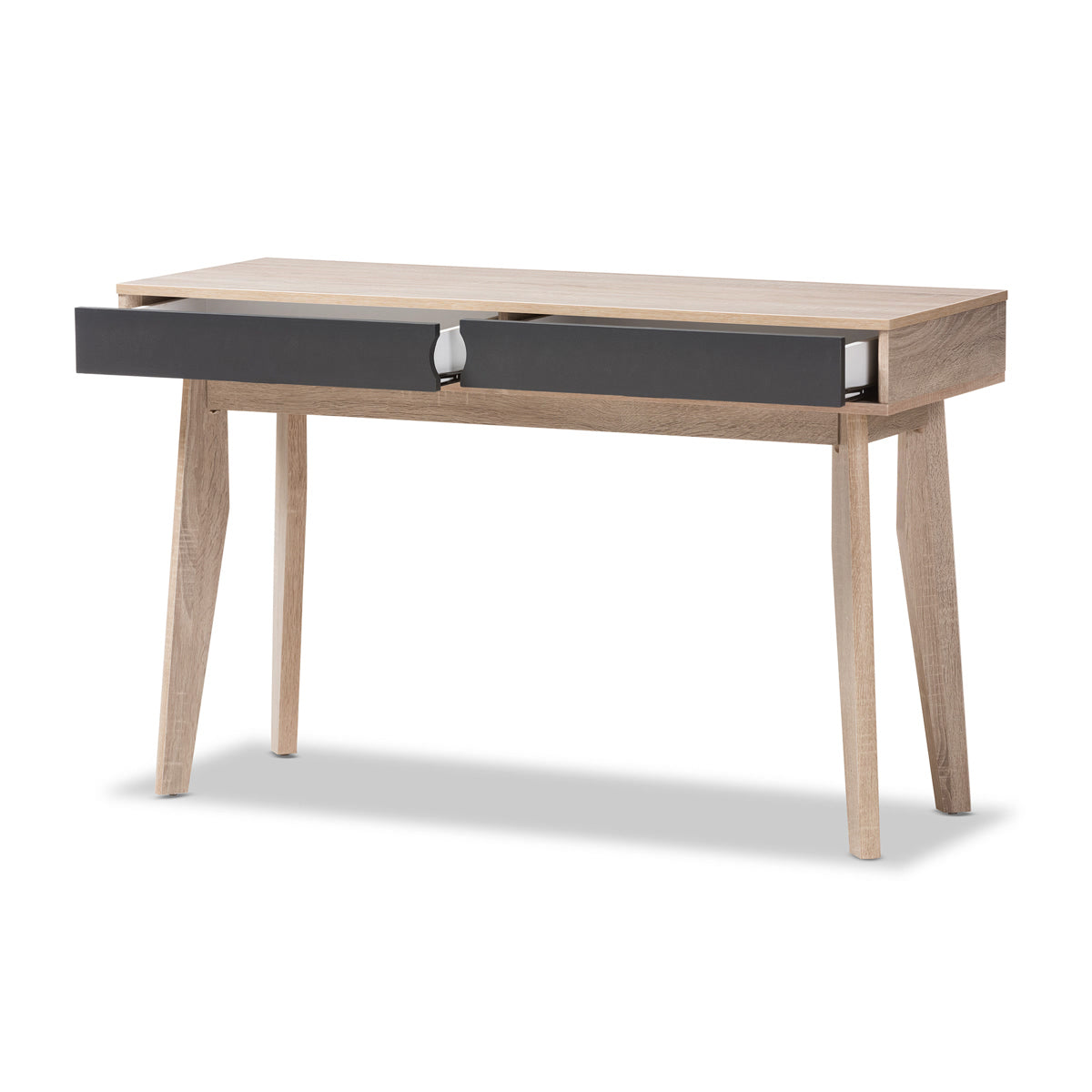 Baxton Studio Fella Mid-Century Modern 2-Drawer Oak and Grey Wood Study Desk Baxton Studio-Desks-Minimal And Modern - 3