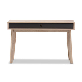 Baxton Studio Fella Mid-Century Modern 2-Drawer Oak and Grey Wood Study Desk Baxton Studio-Desks-Minimal And Modern - 4