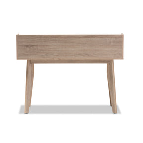 Baxton Studio Fella Mid-Century Modern 4-Drawer Oak and Grey Wood Study Desk Baxton Studio-Desks-Minimal And Modern - 6