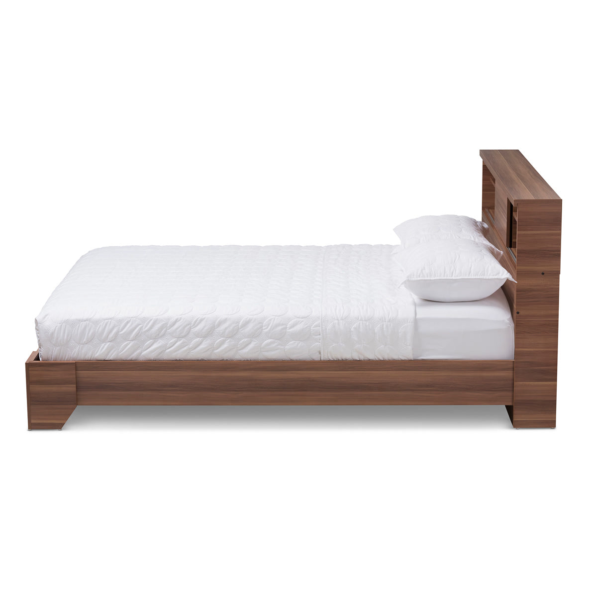 Baxton Studio Vanda Modern and Contemporary Two-Tone Walnut and Black Wood Queen Size Platform Bed Baxton Studio-Queen Bed-Minimal And Modern - 3
