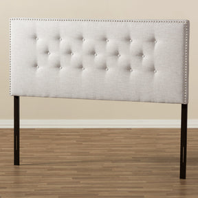 Baxton Studio Windsor Modern and Contemporary Greyish Beige Fabric Upholstered King Size Headboard Baxton Studio-Headboards-Minimal And Modern - 5