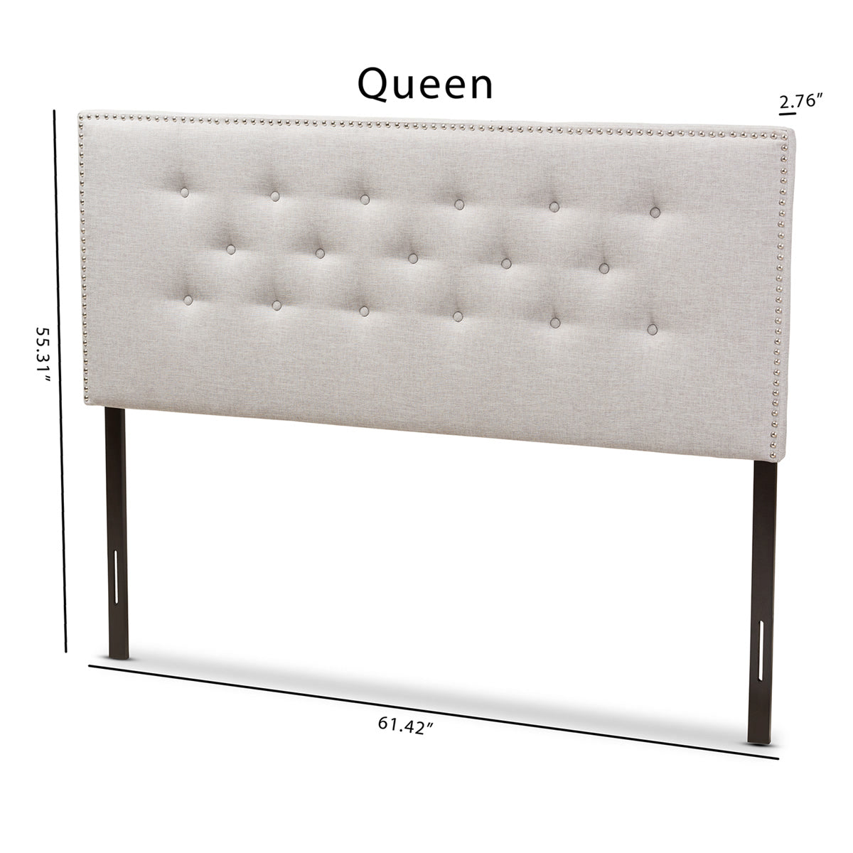 Baxton Studio Windsor Modern and Contemporary Greyish Beige Fabric Upholstered Queen Size Headboard Baxton Studio-Headboards-Minimal And Modern - 6
