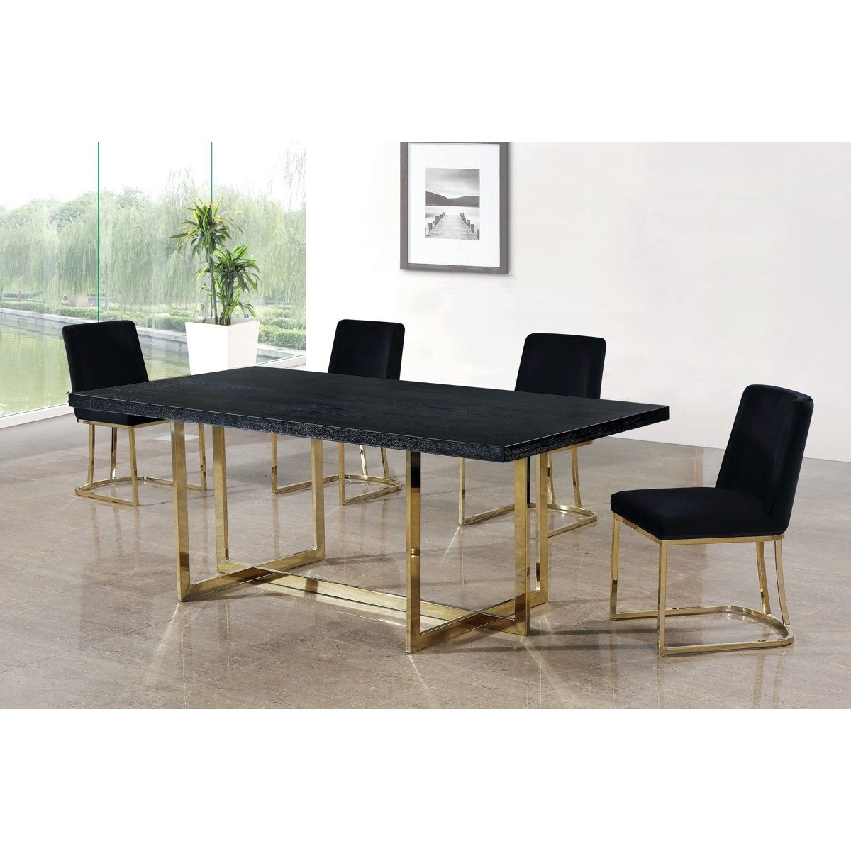 Meridian Furniture Heidi Black Velvet Dining Chair-Minimal & Modern