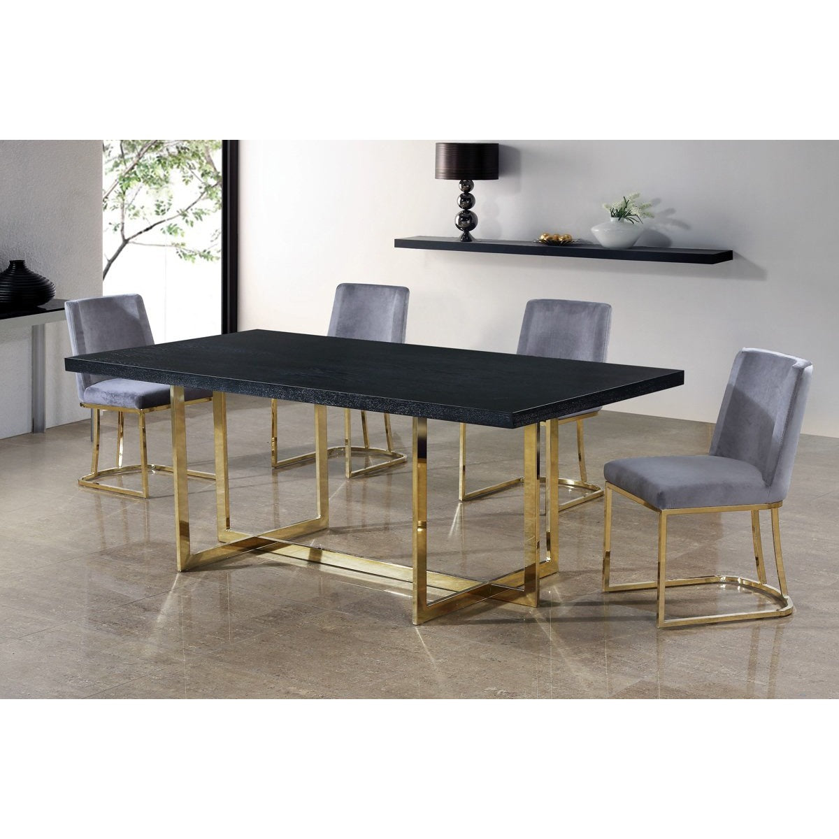 Meridian Furniture Heidi Grey Velvet Dining Chair-Minimal & Modern