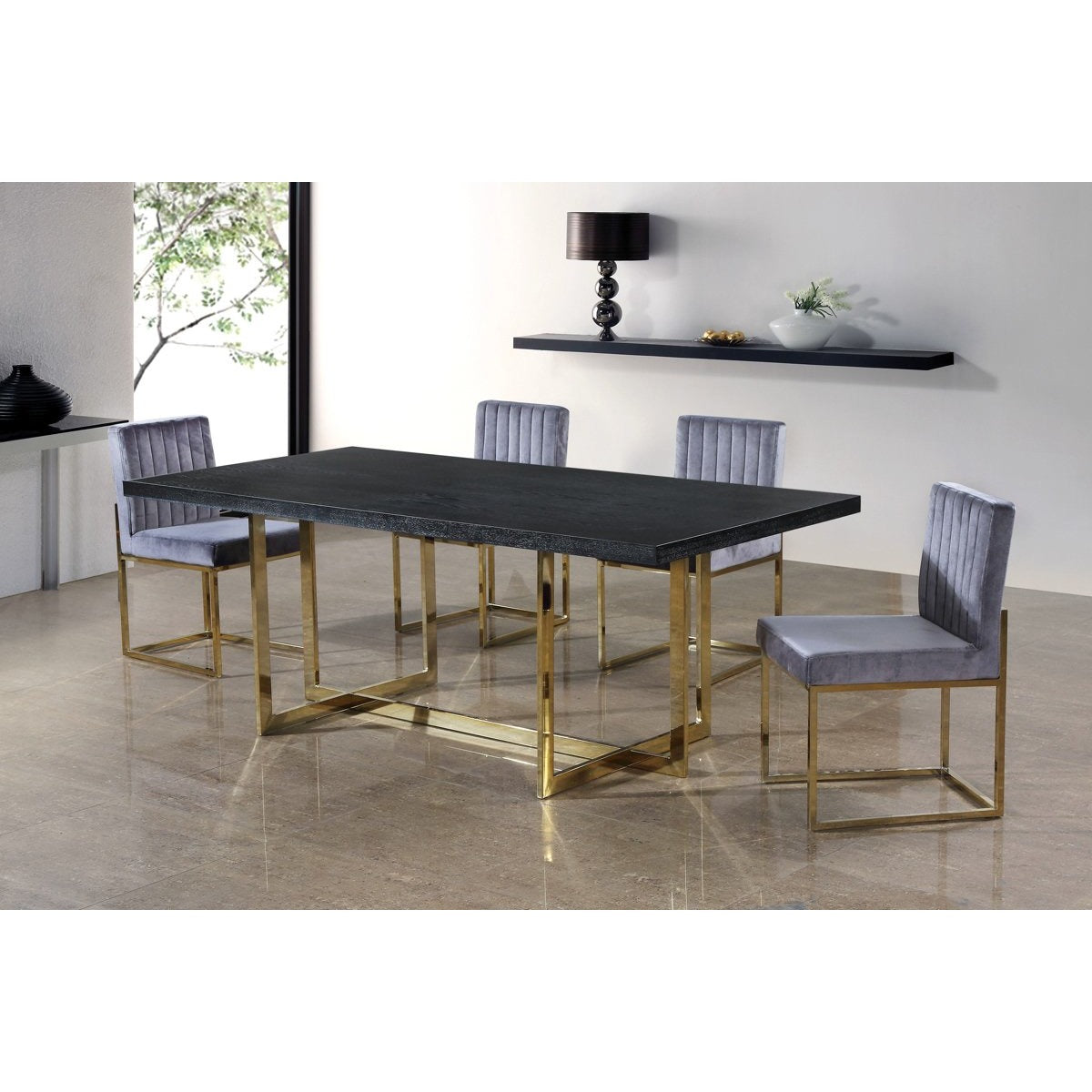 Meridian Furniture Giselle Grey Velvet Dining Chair-Minimal & Modern