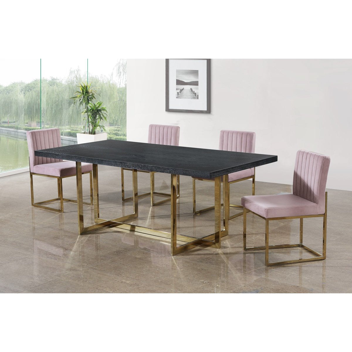 Meridian Furniture Giselle Pink Velvet Dining Chair-Minimal & Modern