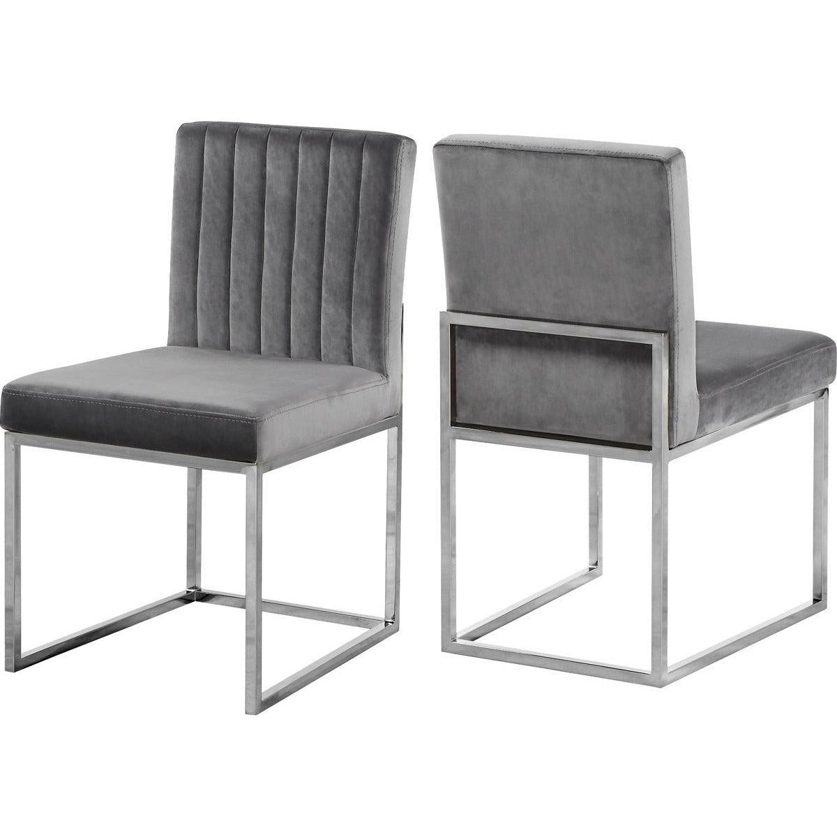 Meridian Furniture Giselle Grey Velvet Dining ChairMeridian Furniture - Dining Chair - Minimal And Modern - 1