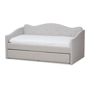 Baxton Studio Kaija Modern and Contemporary Greyish Beige Fabric Daybed with Trundle Baxton Studio-daybed-Minimal And Modern - 1