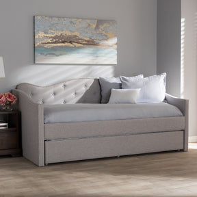 Baxton Studio Kaija Modern and Contemporary Greyish Beige Fabric Daybed with Trundle