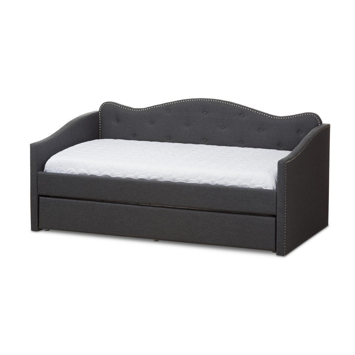 Baxton Studio Kaija Modern and Contemporary Dark Grey Fabric Daybed with Trundle Baxton Studio-daybed-Minimal And Modern - 1
