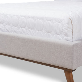 Baxton Studio Valencia Mid-Century Modern Greyish Beige Fabric Full Size Platform Bed Baxton Studio-beds-Minimal And Modern - 7