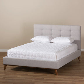 Baxton Studio Valencia Mid-Century Modern Greyish Beige Fabric Full Size Platform Bed Baxton Studio-beds-Minimal And Modern - 10