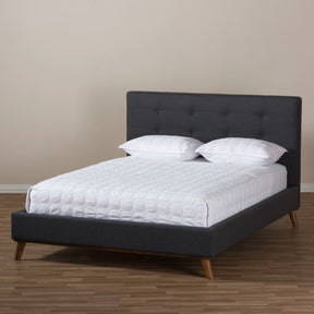 Baxton Studio Valencia Mid-Century Modern Dark Grey Fabric Full Size Platform Bed Baxton Studio-beds-Minimal And Modern - 10