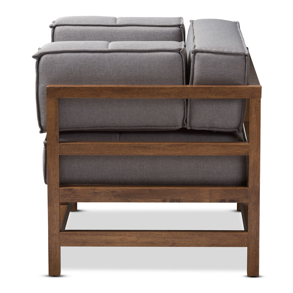 Baxton Studio Shaw Mid-Century Modern Grey Fabric Upholstered Walnut Wood Armchair Baxton Studio-chairs-Minimal And Modern - 3