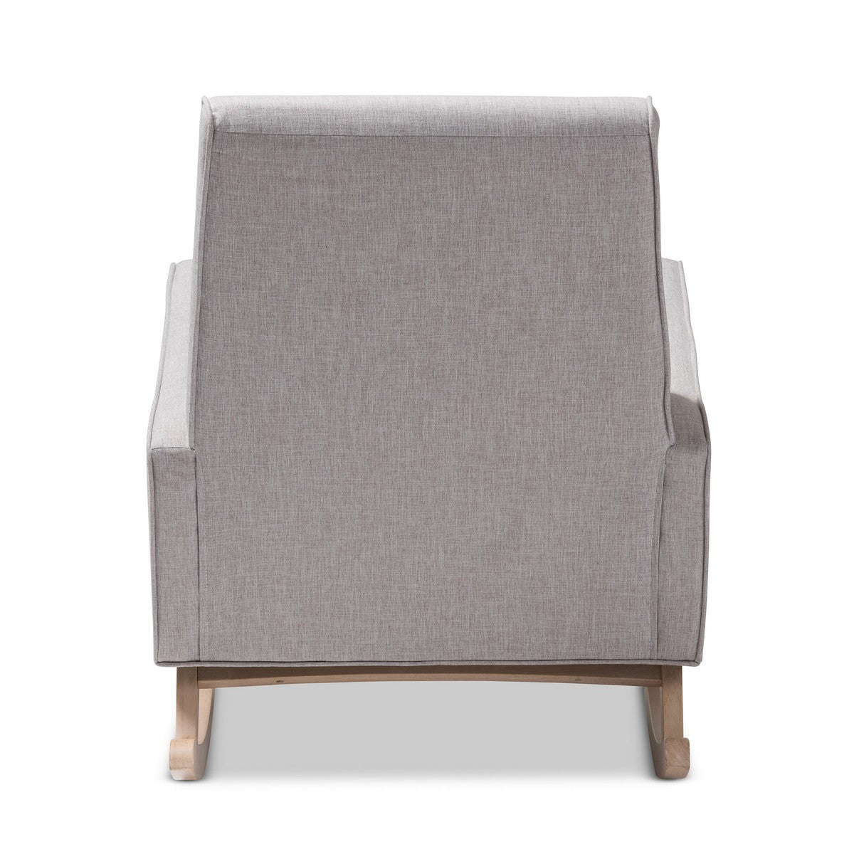Baxton Studio Marlena Mid-Century Modern Greyish Beige Fabric Upholstered Whitewash Wood Rocking Chair