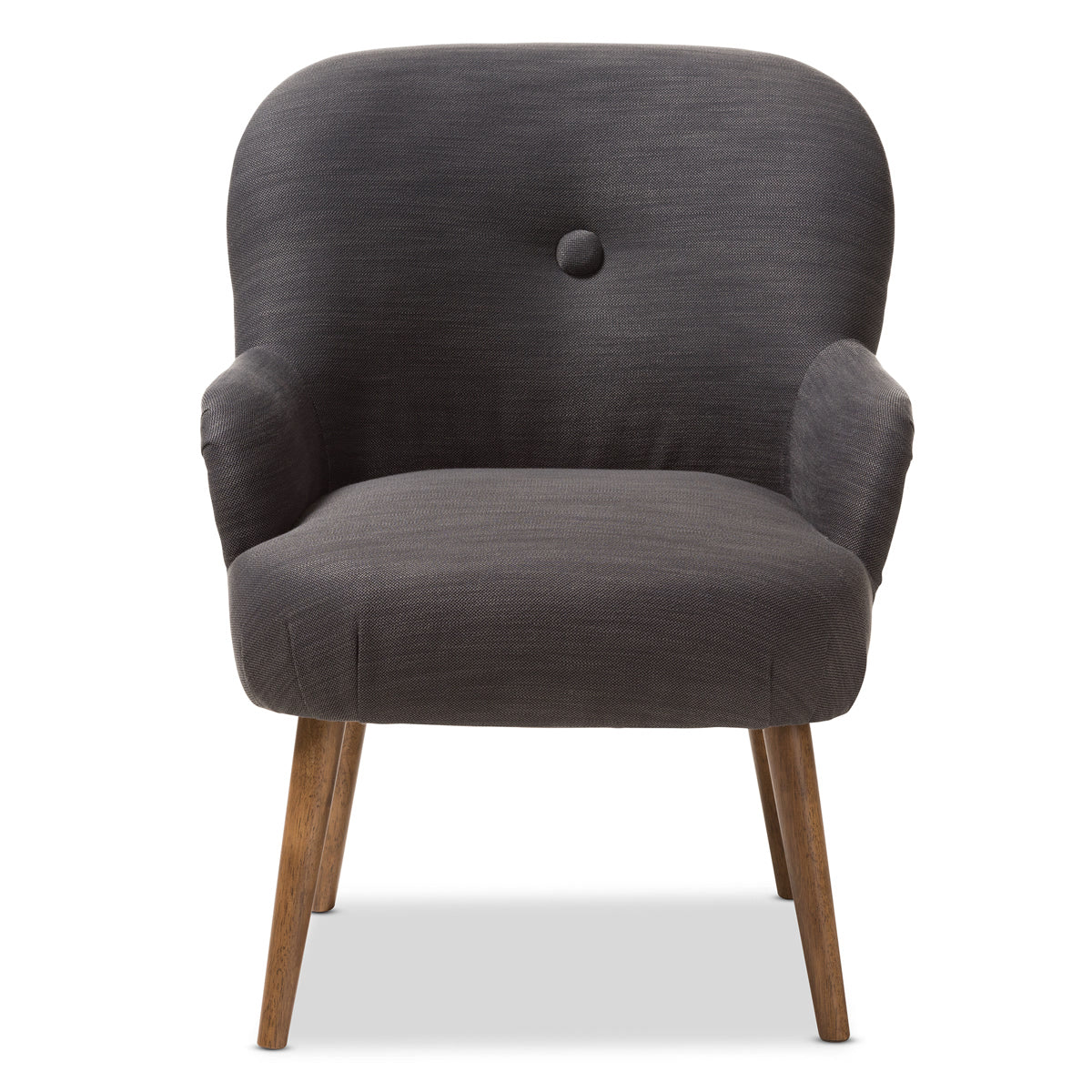Baxton Studio Linnea Mid-Century Modern Grey Fabric Upholstered Walnut Finished Wood Lounge Chair Baxton Studio-chairs-Minimal And Modern - 2