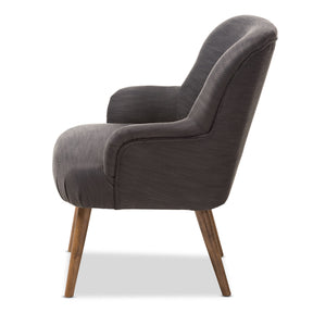 Baxton Studio Linnea Mid-Century Modern Grey Fabric Upholstered Walnut Finished Wood Lounge Chair Baxton Studio-chairs-Minimal And Modern - 3