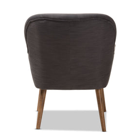 Baxton Studio Linnea Mid-Century Modern Grey Fabric Upholstered Walnut Finished Wood Lounge Chair Baxton Studio-chairs-Minimal And Modern - 4