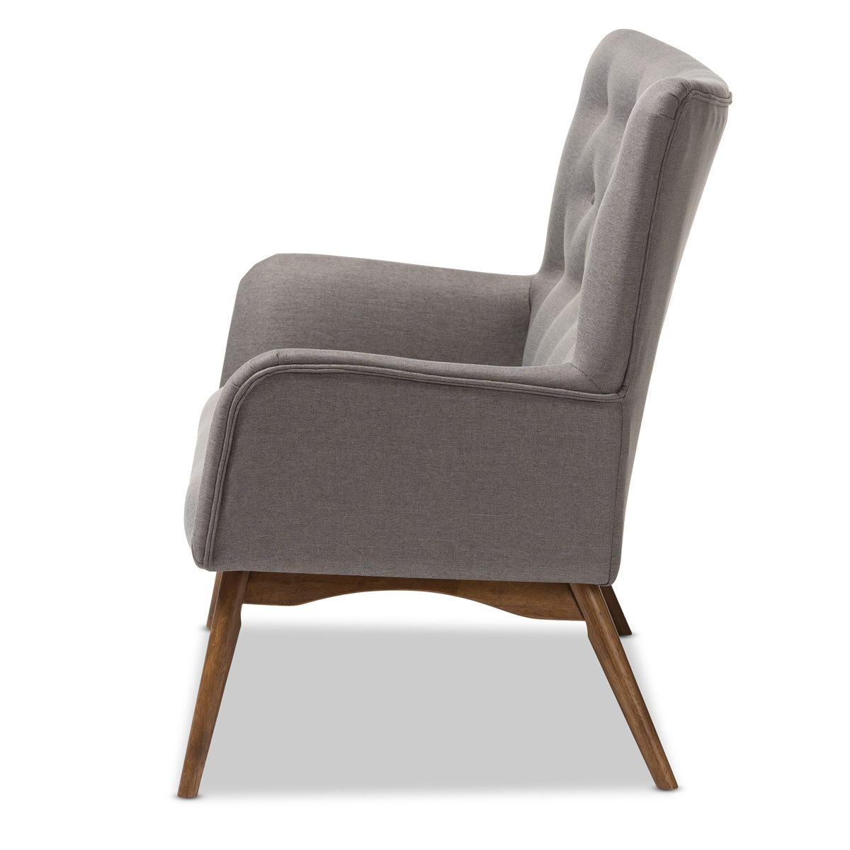 Baxton Studio Waldmann Mid-Century Modern Grey Fabric Upholstered Loveseat Baxton Studio-sofas-Minimal And Modern - 4