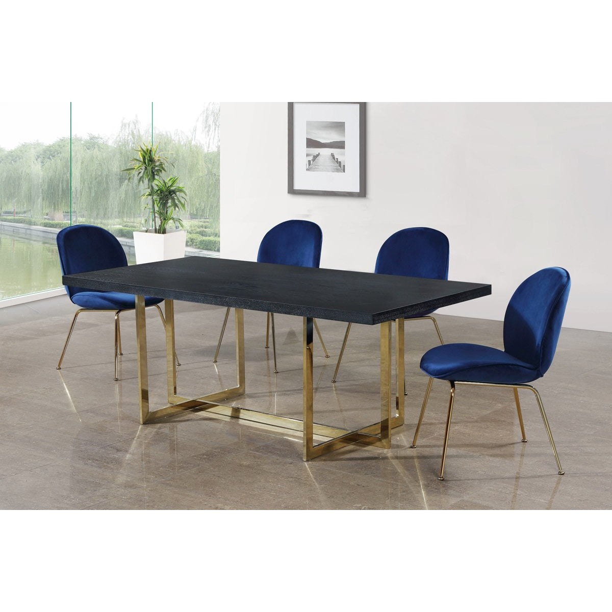 Meridian Furniture Paris Navy Velvet Dining Chair-Minimal & Modern
