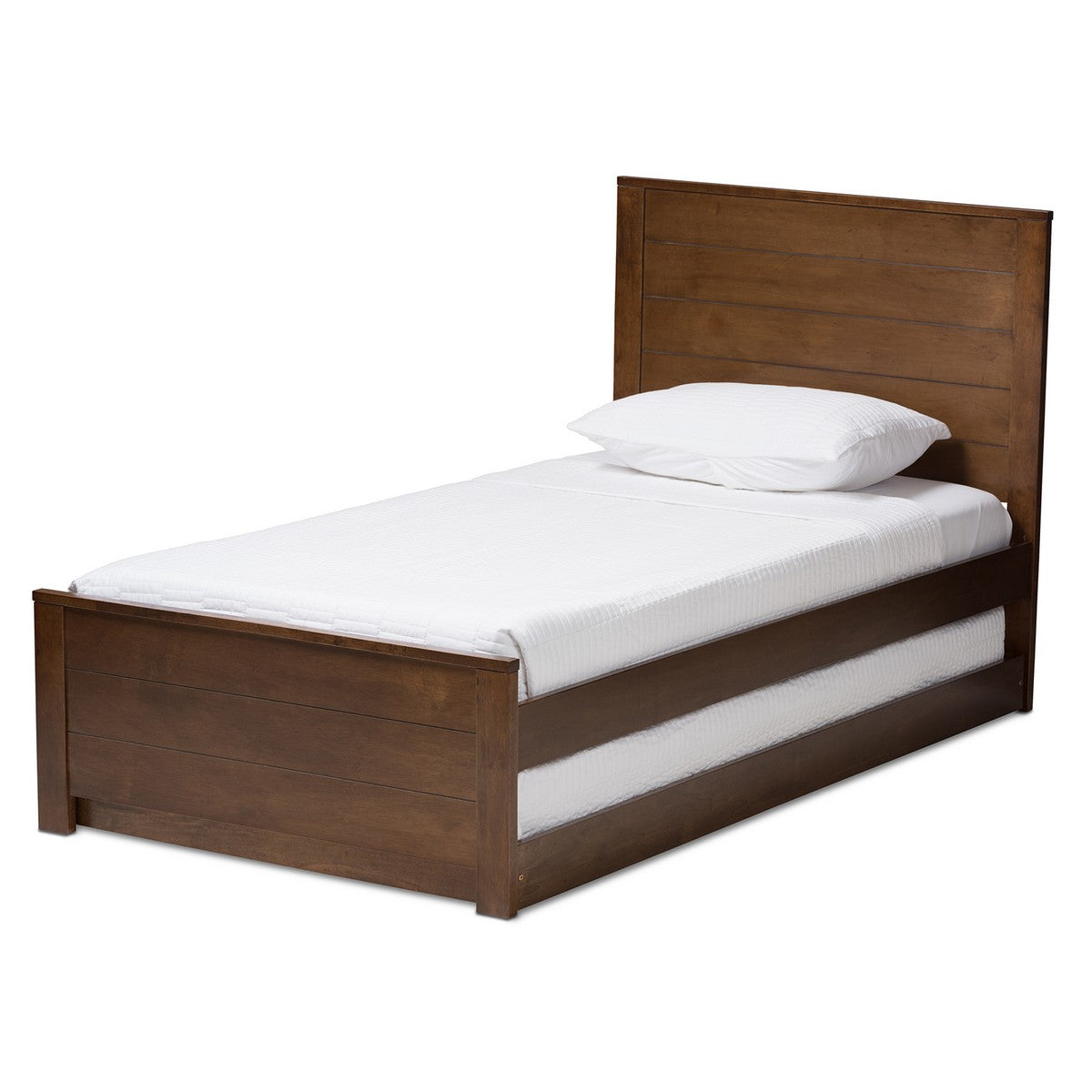 Baxton Studio Catalina Modern Classic Mission Style Brown-Finished Wood Twin Platform Bed with Trundle Baxton Studio-beds-Minimal And Modern - 1