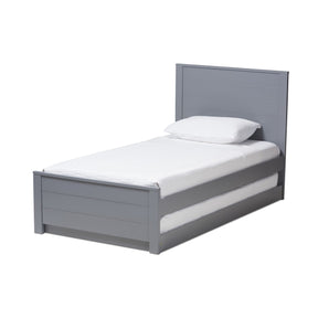 Baxton Studio Catalina Modern Classic Mission Style Grey-Finished Wood Twin Platform Bed with Trundle Baxton Studio-beds-Minimal And Modern - 1