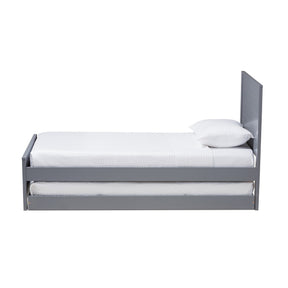 Baxton Studio Catalina Modern Classic Mission Style Grey-Finished Wood Twin Platform Bed with Trundle