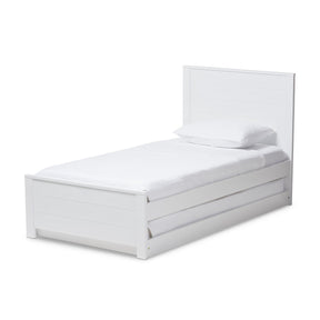 Baxton Studio Catalina Modern Classic Mission Style White-Finished Wood Twin Platform Bed with Trundle Baxton Studio-beds-Minimal And Modern - 1