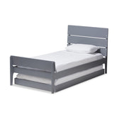 Baxton Studio Nereida Modern Classic Mission Style Grey-Finished Wood Twin Platform Bed Baxton Studio-beds-Minimal And Modern - 1