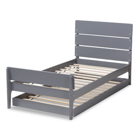 Baxton Studio Nereida Modern Classic Mission Style Grey-Finished Wood Twin Platform Bed