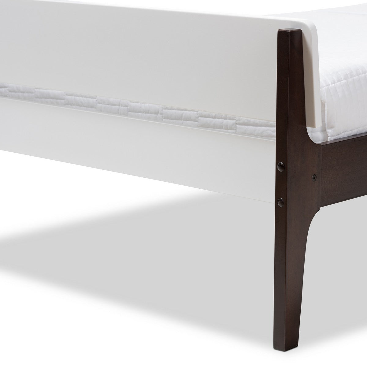 Baxton Studio Nereida Modern Classic Mission Style White and Dark Brown-Finished Wood Twin Platform Bed