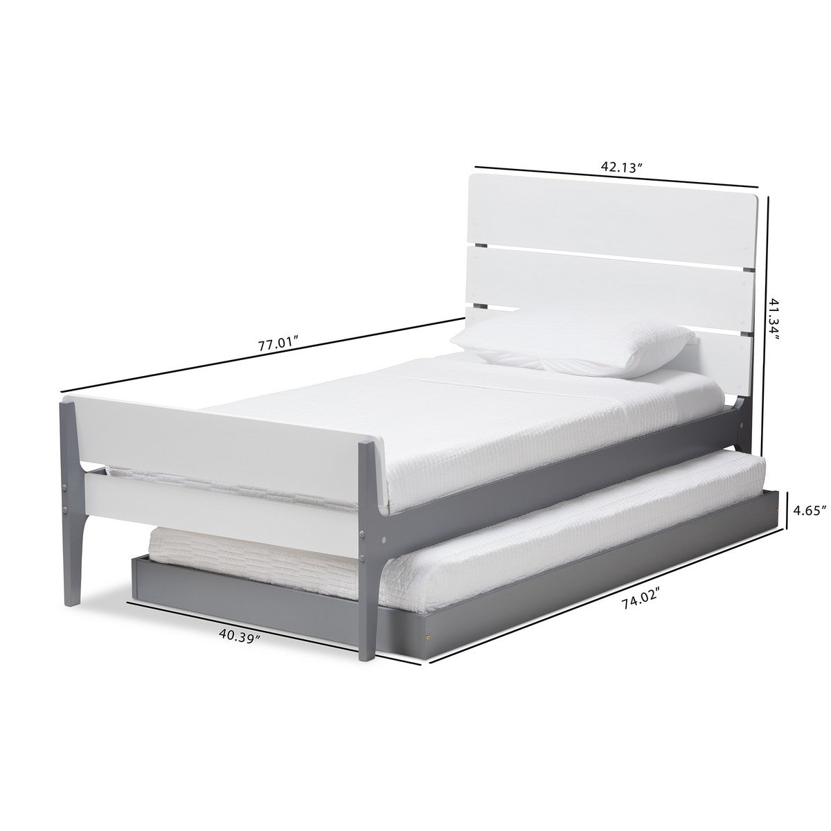 Baxton Studio Nereida Modern Classic Mission Style White and Grey-Finished Wood Twin Platform Bed