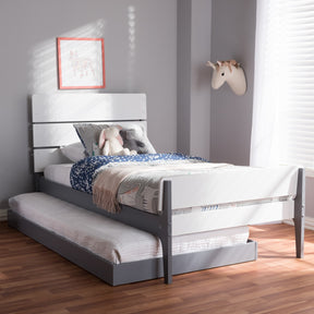 Baxton Studio Nereida Modern Classic Mission Style White and Grey-Finished Wood Twin Platform Bed