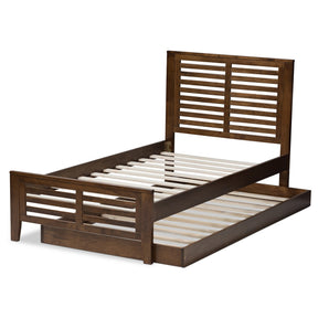 Baxton Studio Sedona Modern Classic Mission Style Brown-Finished Wood Twin Platform Bed with Trundle