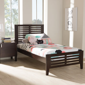 Baxton Studio Sedona Modern Classic Mission Style Dark Brown-Finished Wood Twin Platform Bed