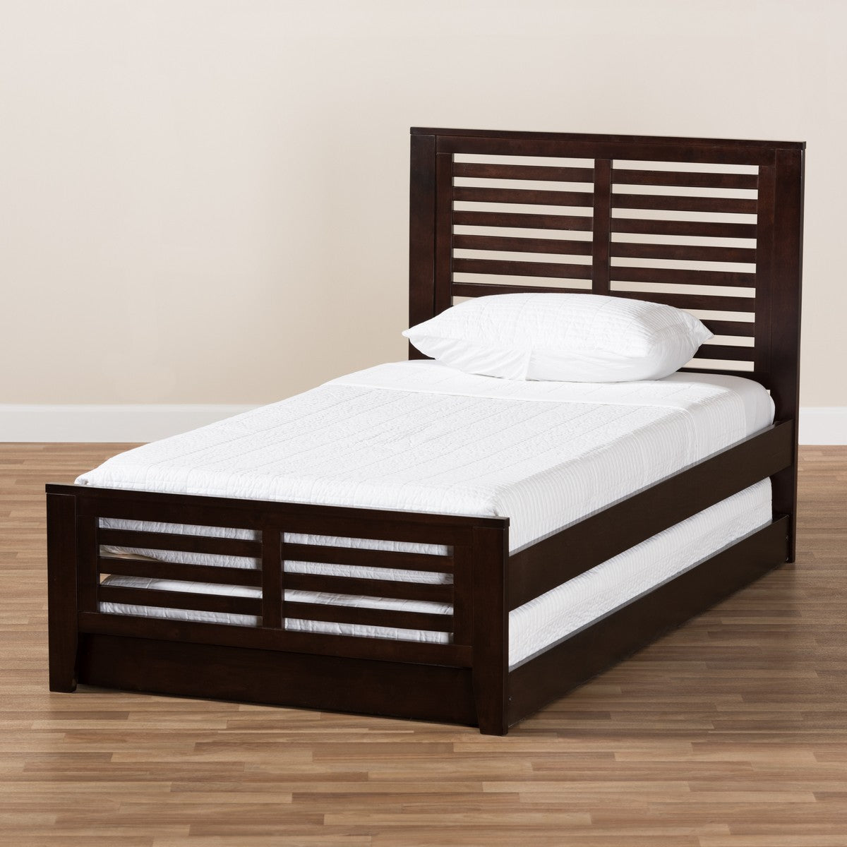 Baxton Studio Sedona Modern Classic Mission Style Dark Brown-Finished Wood Twin Platform Bed with Trundle