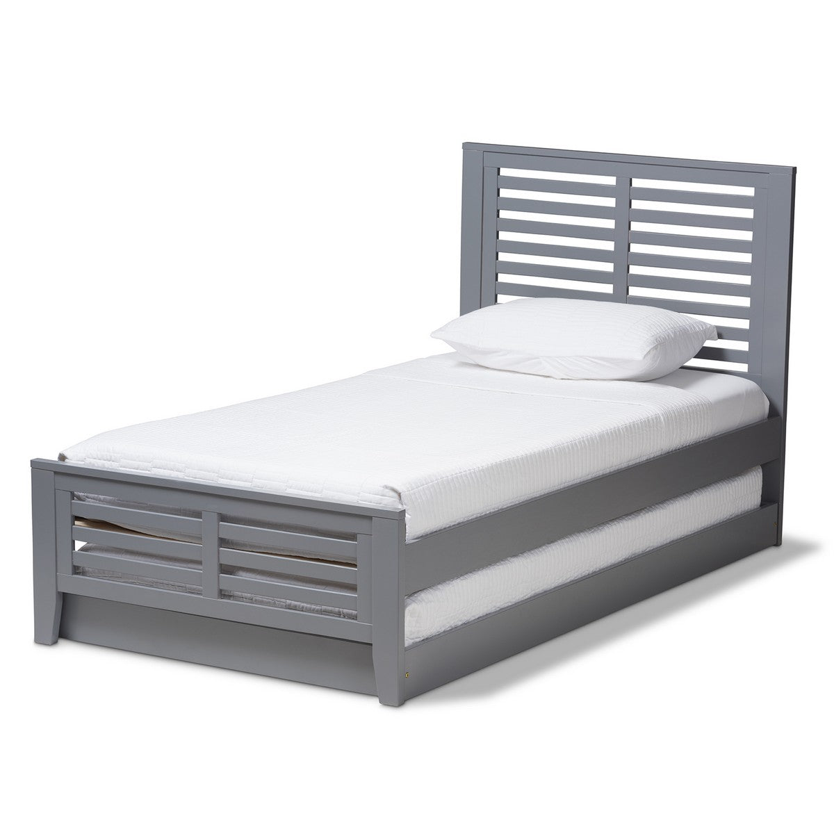 Baxton Studio Sedona Modern Classic Mission Style Grey-Finished Wood Twin Platform Bed with Trundle Baxton Studio-beds-Minimal And Modern - 1