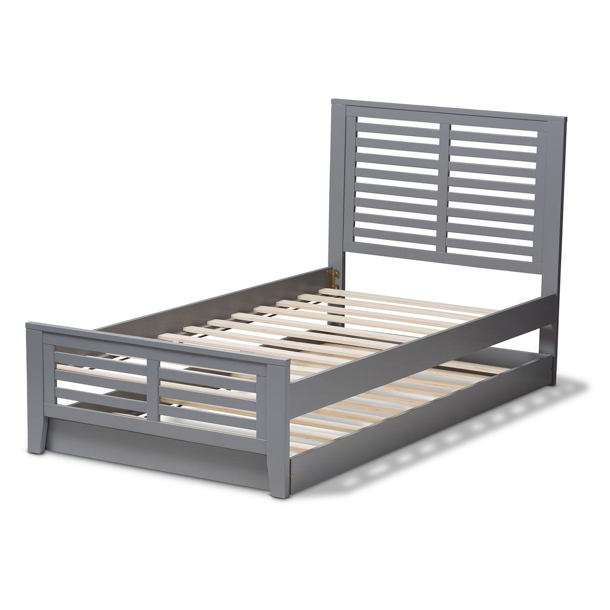 Baxton Studio Sedona Modern Classic Mission Style Grey-Finished Wood Twin Platform Bed with Trundle