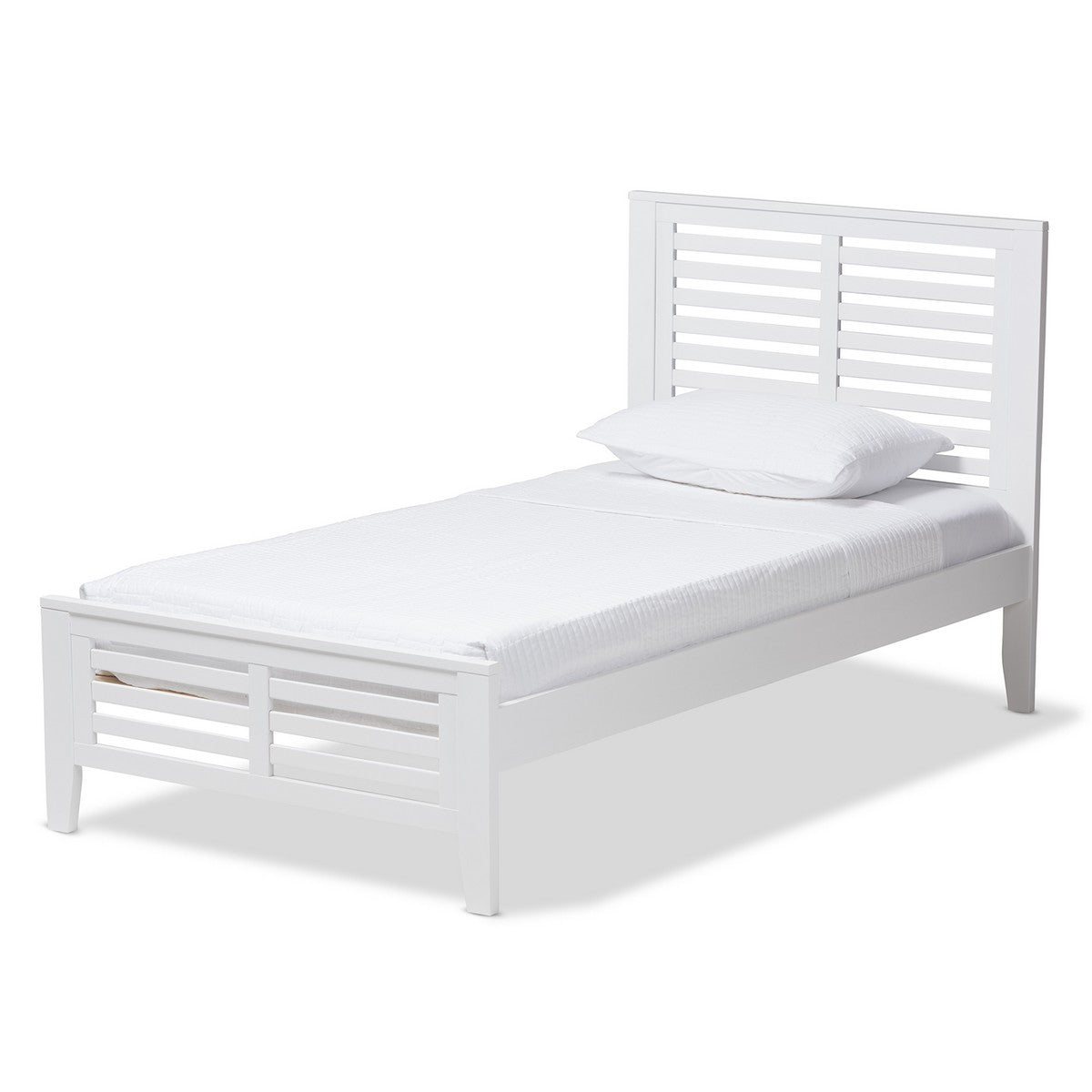Baxton Studio Sedona Modern Classic Mission Style White-Finished Wood Twin Platform Bed Baxton Studio-beds-Minimal And Modern - 1