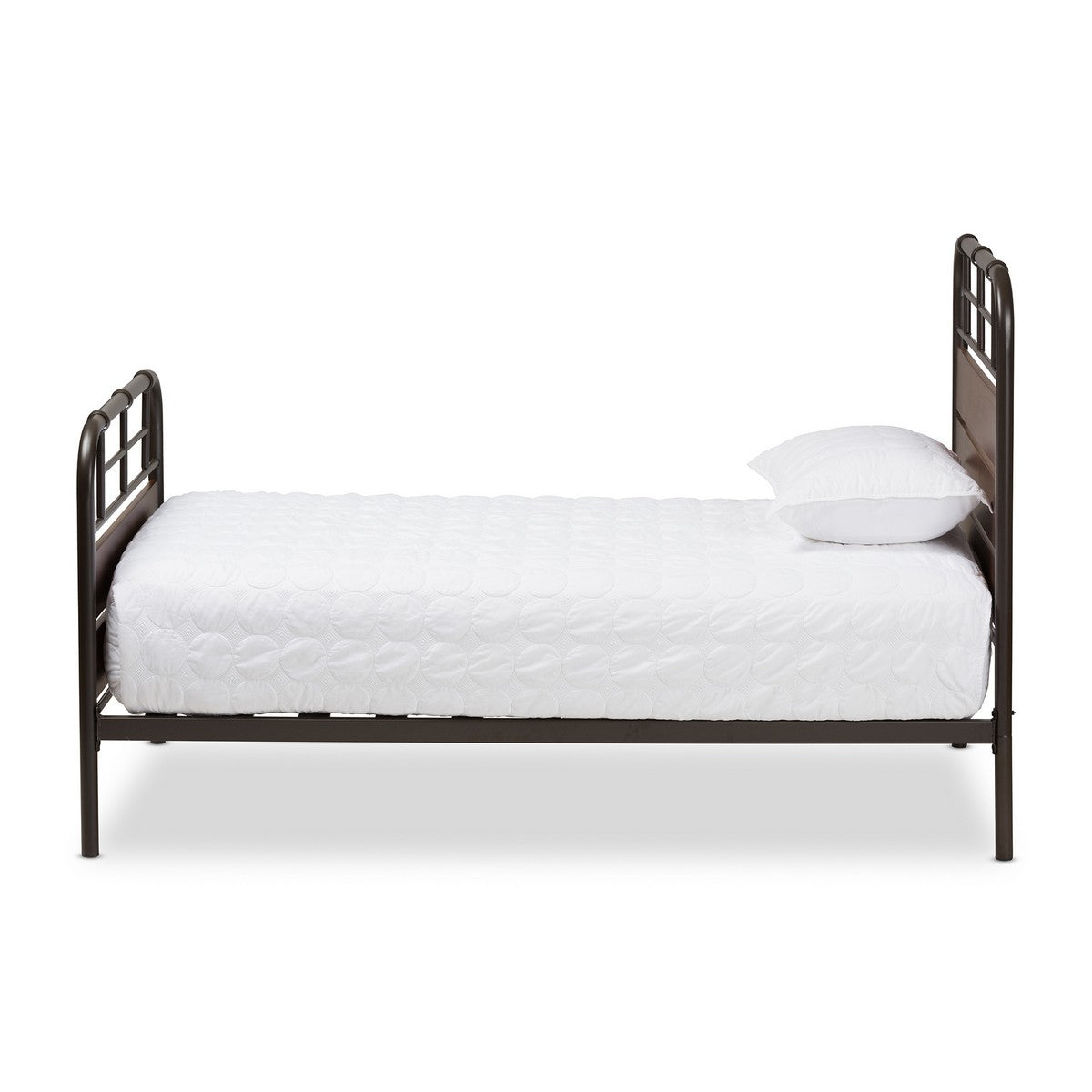 Baxton Studio Monoco Rustic Industrial Black Finished Metal Coco Brown Wood Twin Size Platform Bed