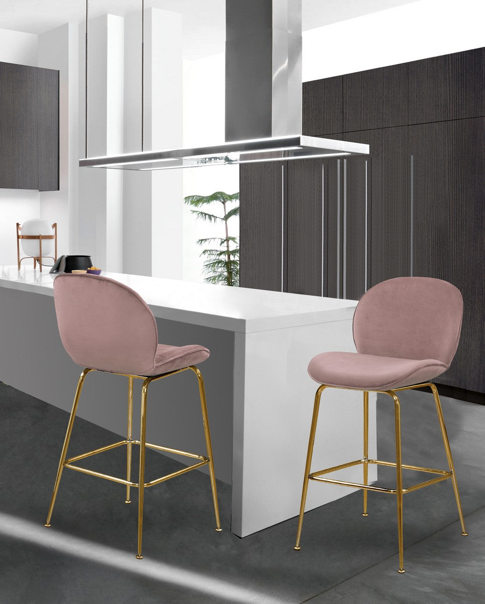 Meridian Furniture Paris Pink Velvet Stool - Set of 2