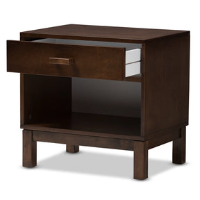 Baxton Studio Deirdre Modern and Contemporary Brown Wood 1-Drawer Nightstand Baxton Studio-nightstands-Minimal And Modern - 3