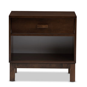 Baxton Studio Deirdre Modern and Contemporary Brown Wood 1-Drawer Nightstand Baxton Studio-nightstands-Minimal And Modern - 4