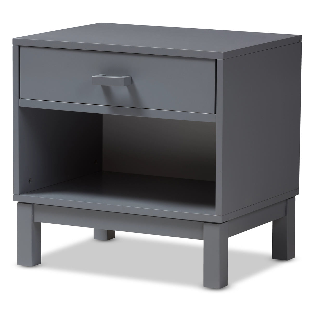 Baxton Studio Deirdre Modern and Contemporary Grey Wood 1-Drawer Nightstand Baxton Studio-nightstands-Minimal And Modern - 1